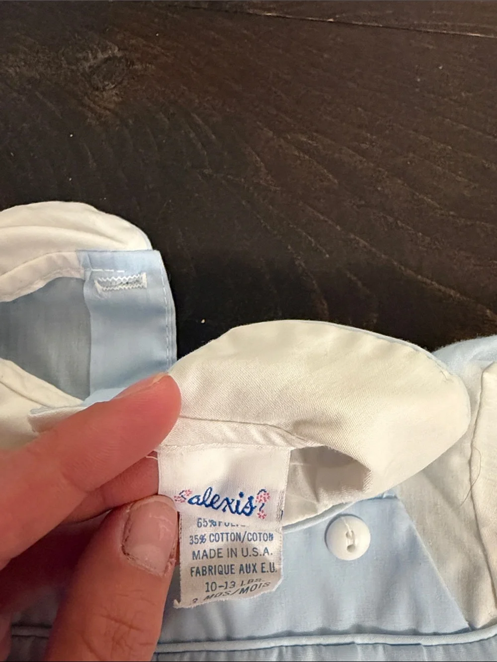 Vtg Classic Baby Boy Light Blue Romper with White Collar 3 Months